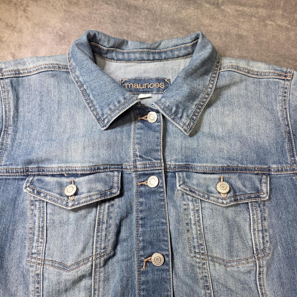 Y2K Maurices Jacket Womens 1 Blue Denim Button Front Jean Trucker Pockets